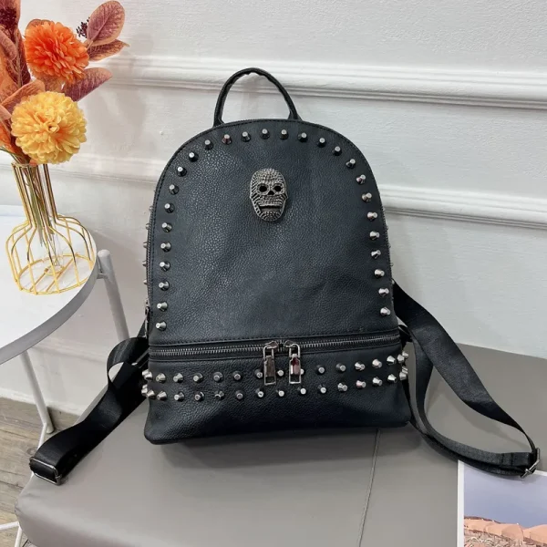 Unisex Skull Pu-Leather Punk Rivet Travel Bag