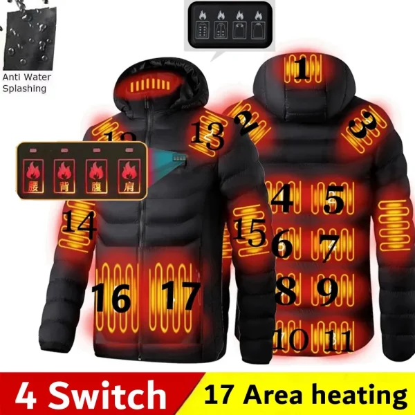 ToastyThreads Men 9 Areas Heated Winter Jacket
