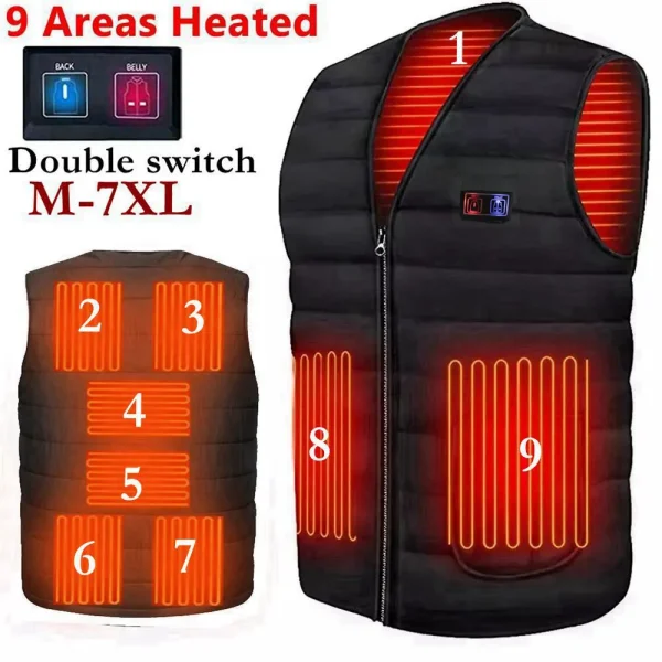 V Neck Half Sleeves Winter Smart heating Vest 9 Areas