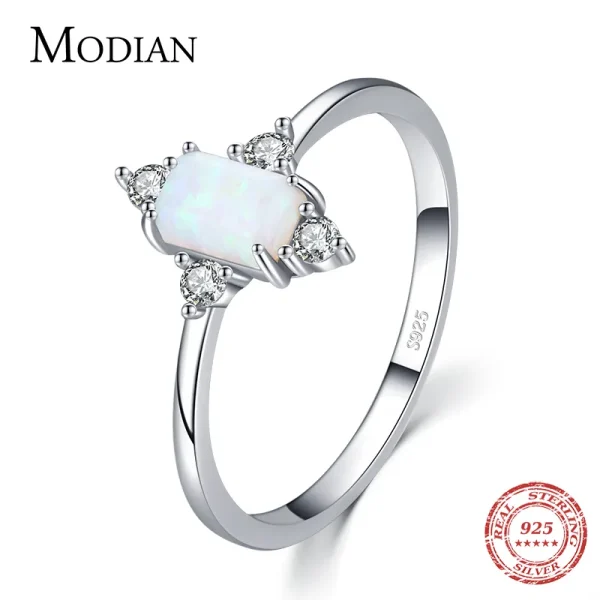 Classic Luxury Shining Crown Opal Finger Ring 925 Sterling Silver