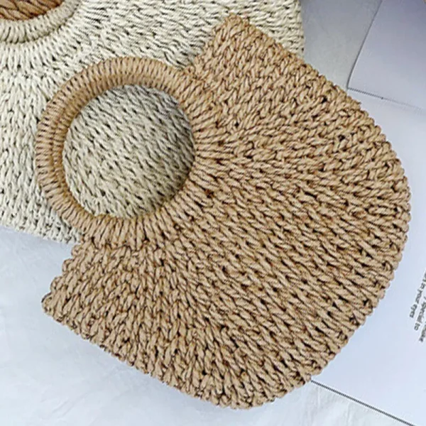 Retro Moon Bag Vine Weaving Handbag