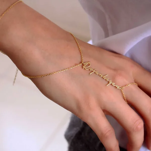 Custom Gold Plated Personalized Hand Chain Ring