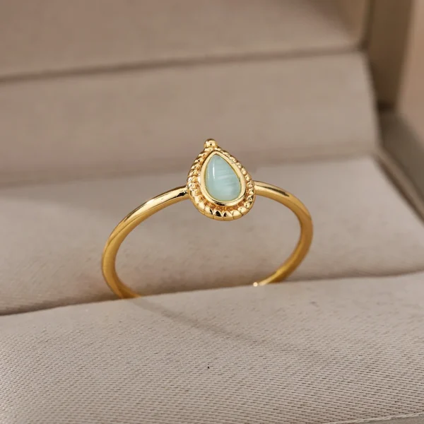 Opal Water Drop Ring for Women