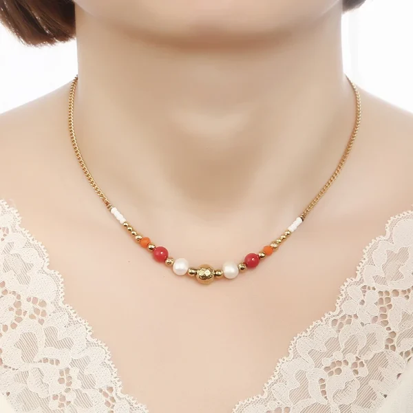 Exquisite Charm Stone Freshwater Pearl Mixed Color Necklaces