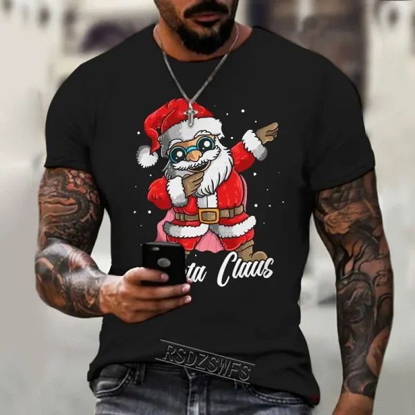 Santa Claus Print T Shirt For Men