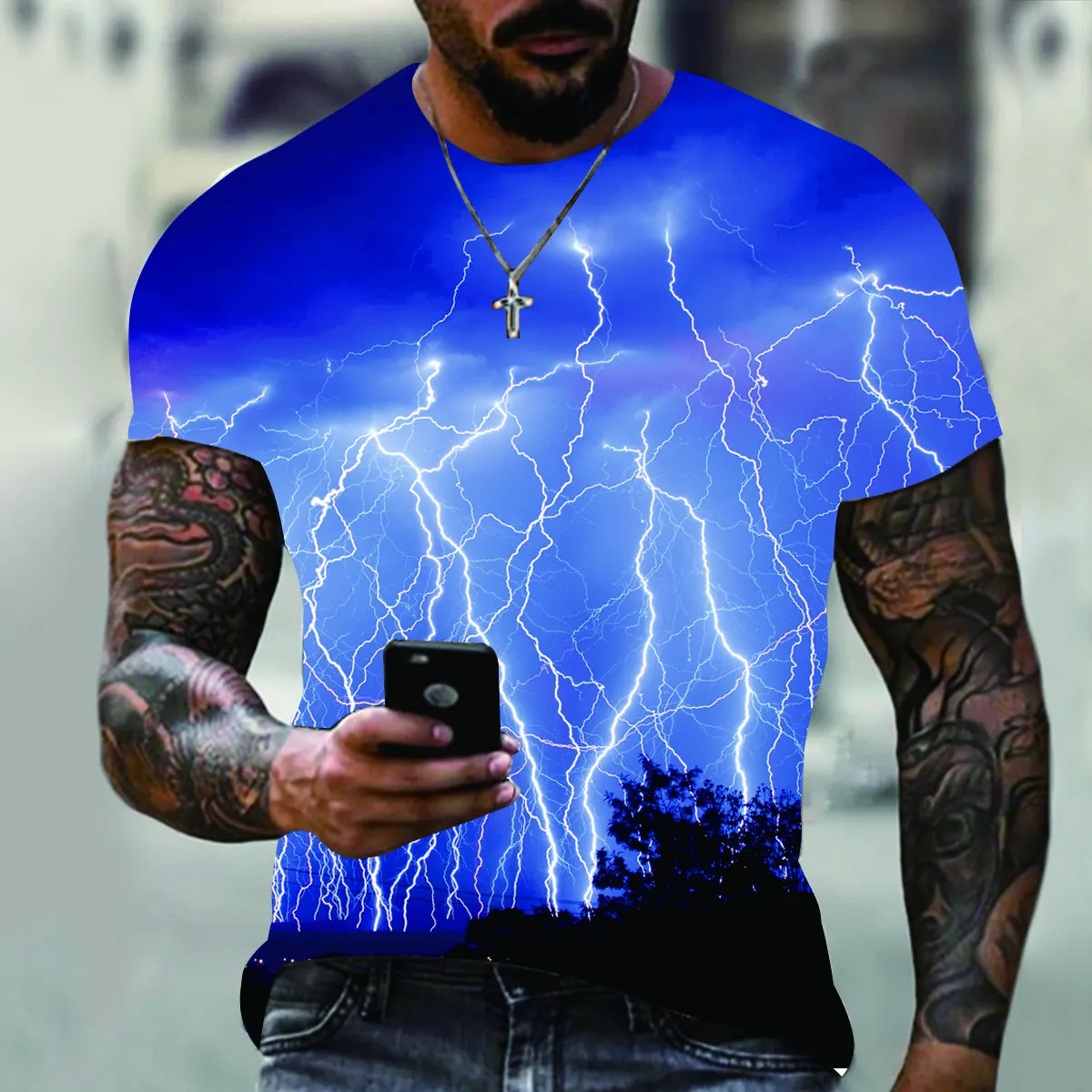 Lightning 3D Digital Printed T Shirt - Juhi