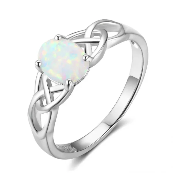 Vintage Opal Stone Gem Ring 925 Sterling Silver