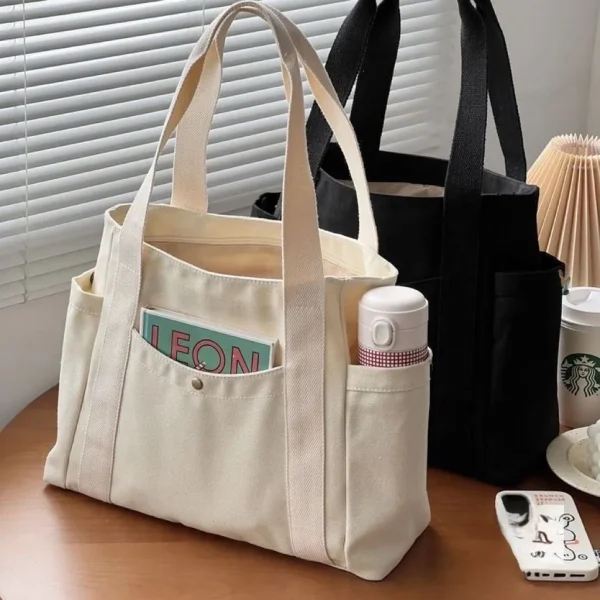 Women Multiple Pockets Cotton Handbag