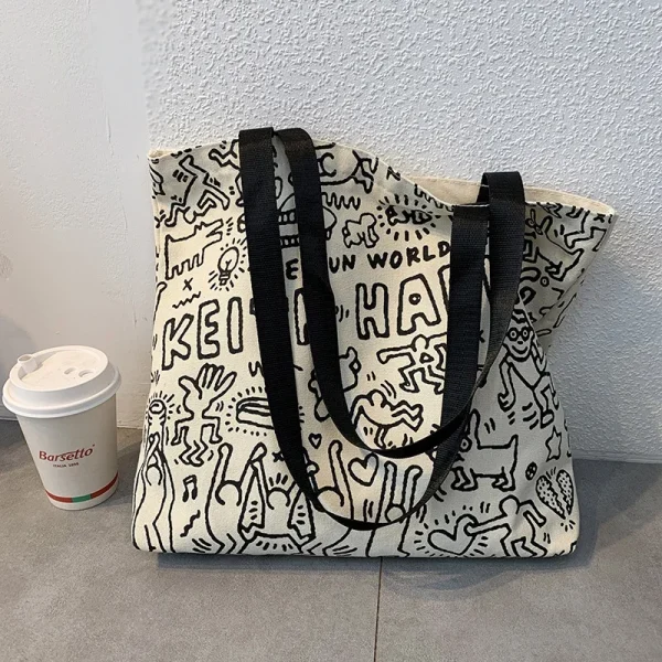 Doodly Korean Style Canvas Tote Bag