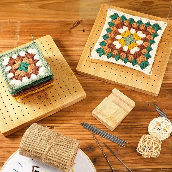Crochet Blocking Board Kit With Stainless Steel Rod Pins Wooden