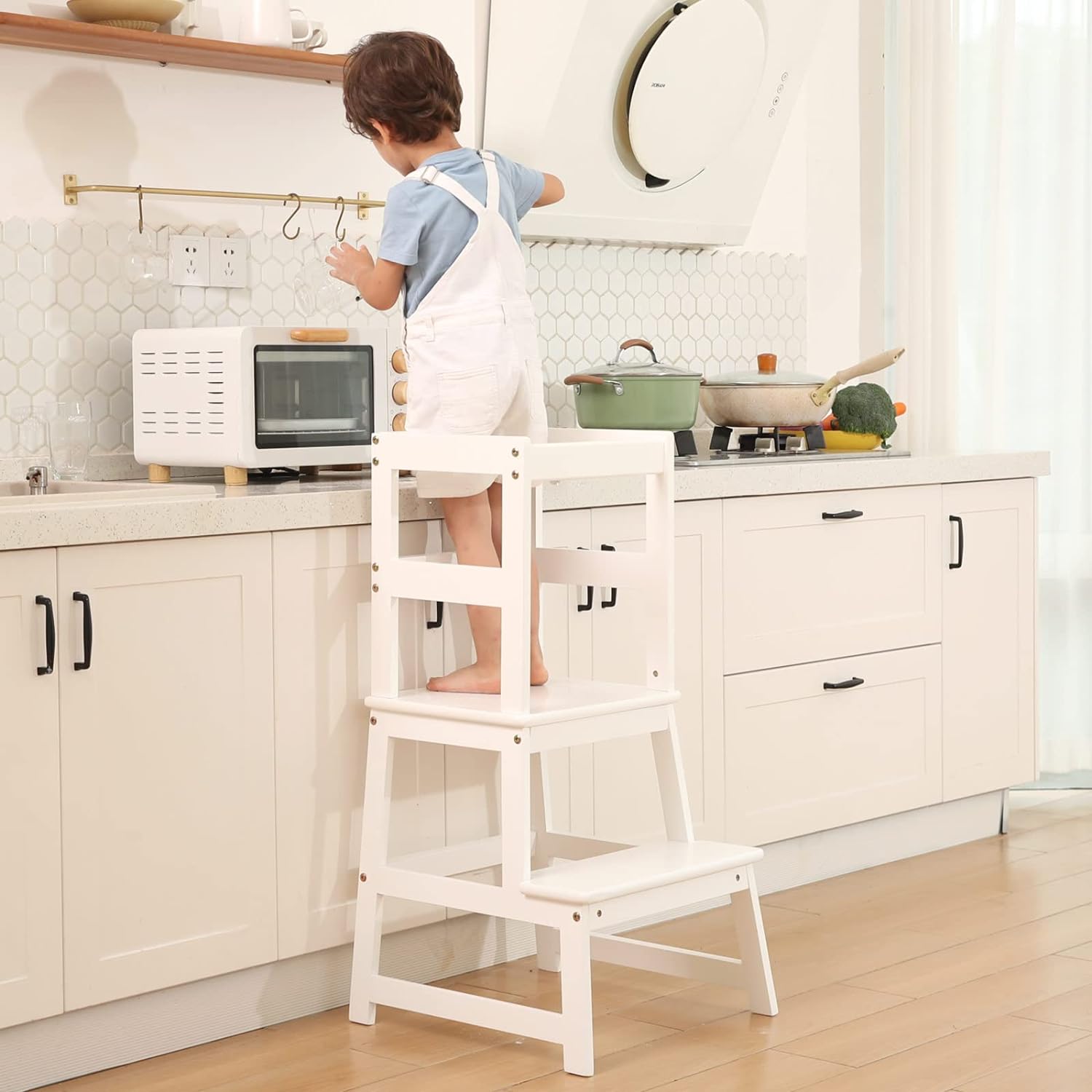 learning tower Kitchen Step Stool for Kids with Safety Rail,