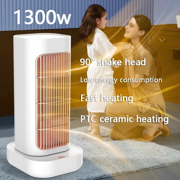 PTC Ceramic Desktop Electric Heater for Home Bedroom Office 1300W