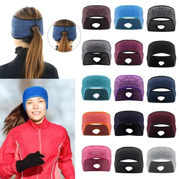 Fleece Running Headband with Ponytail