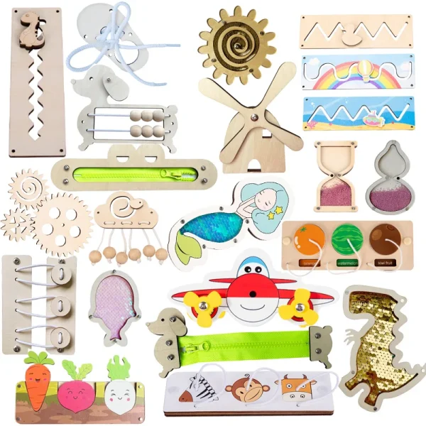 Montessori  Wooden Busy Board Education Learning Skill Toy
