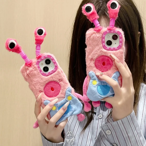 Funny Plush Doll Retractable 3D Eyes Case for IPhones
