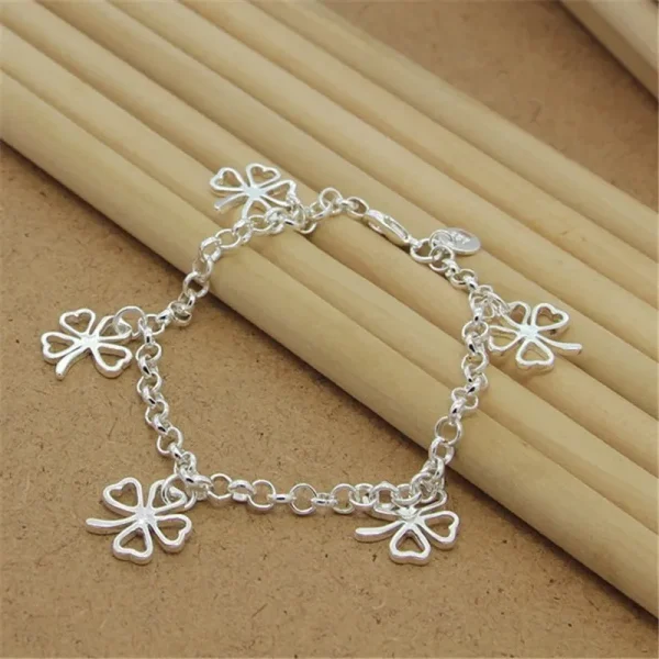 4 Leaf Clover Bracelet  925 Sterling Silver