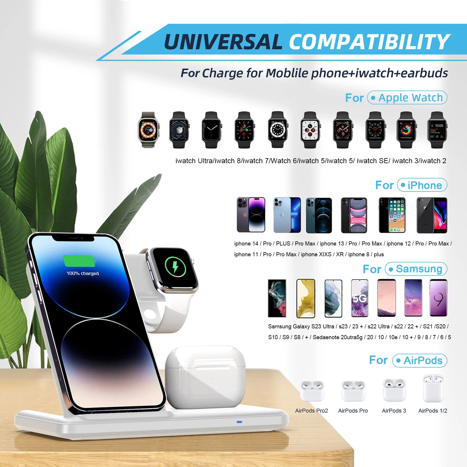 3 In 1 Wireless Charger For Apple iPhone AirPods & Watch