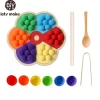 Wooden Montessori Toy Flower Shape Rainbow Sorting Board