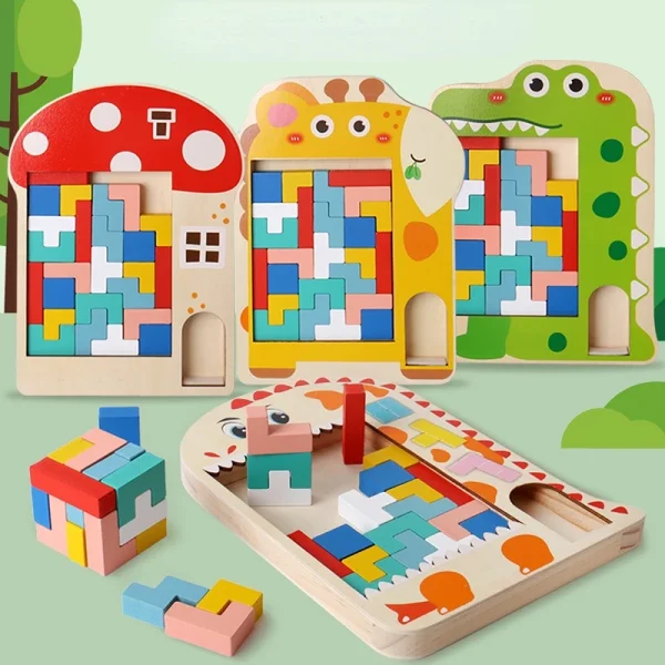 3D Tetris Fun and Changeable  Wooden Puzzle