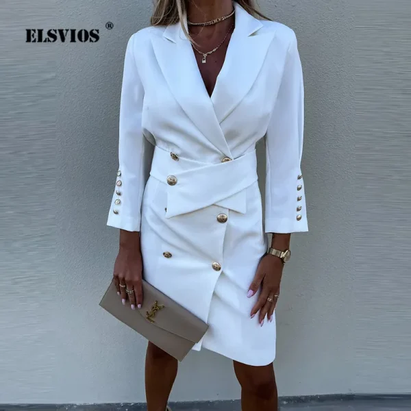 Casual Slim Blazer Button Belt Mini Dresses