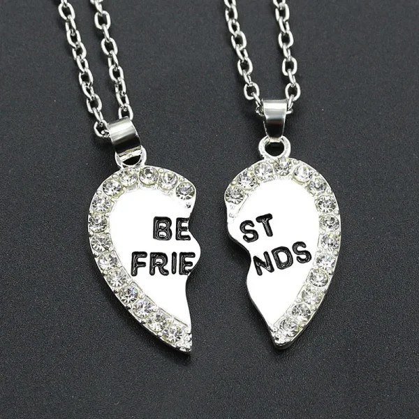 Best Friends Heart Shape Pendant Necklace