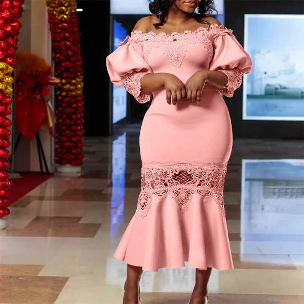 Fishtail Lace off-the-shoulder Party Dress