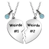 Friendship-Gifts-Weirdo-1-Weirdo-2-Two-Split-With-Birthstone-Charms-Heart-Pendant-Necklaces-BFF-Birthday