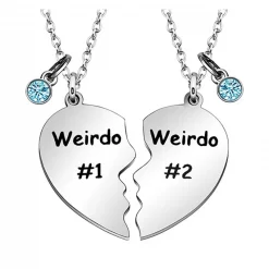 Friendship-Gifts-Weirdo-1-Weirdo-2-Two-Split-With-Birthstone-Charms-Heart-Pendant-Necklaces-BFF-Birthday