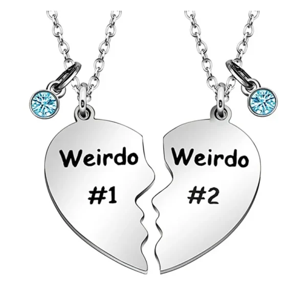 Friendship-Gifts-Weirdo-1-Weirdo-2-Two-Split-With-Birthstone-Charms-Heart-Pendant-Necklaces-BFF-Birthday