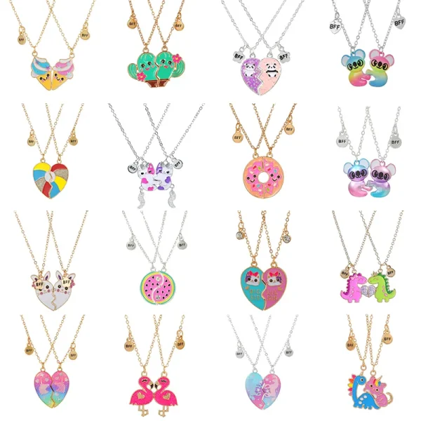 Heart Unicorn Bear Cat Fish Pendant Necklaces
