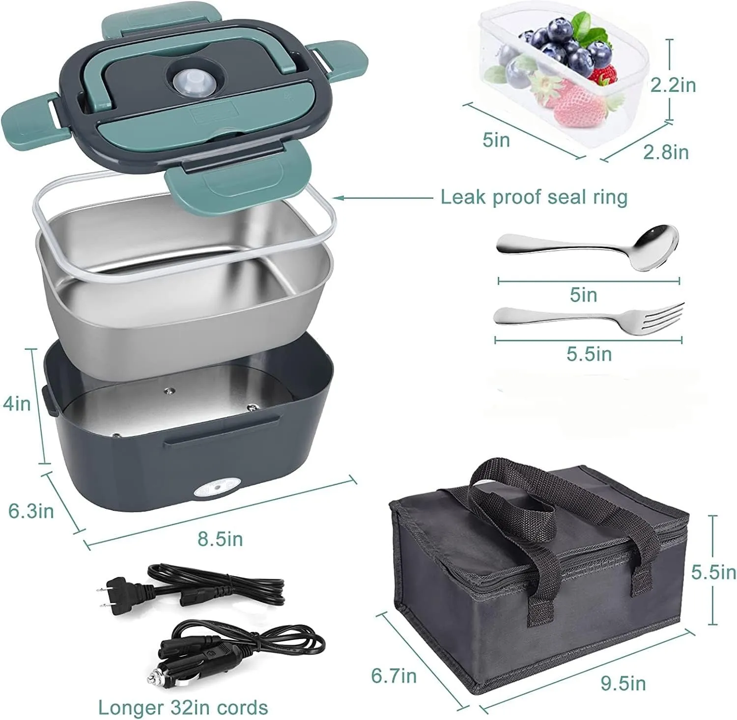 USA EU Hot Sale CE RoHS Food Grade Plastic and Stainless Steel Container Electric  Lunch Box Warmer - China Electric Lunch Box and Lunch Box price