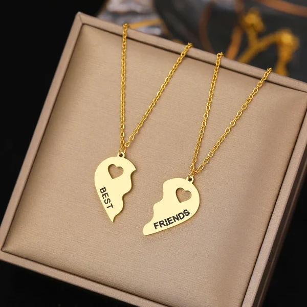 Romantic Heart Friendship Pendants 2 Pcs/ Set Necklace