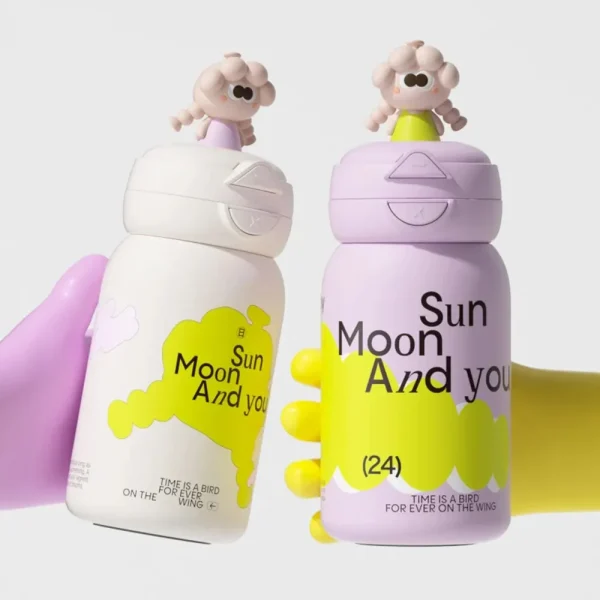 3D Cartoon Colorful Quote Water Bottle