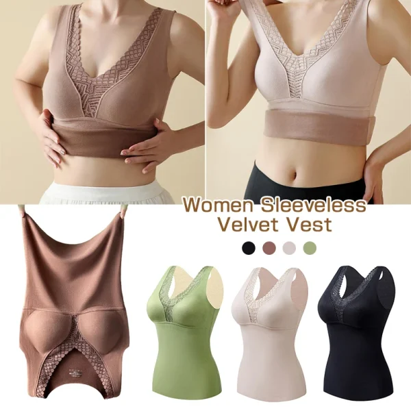 Women Fleece Lined Vest Camisole Thermal Tank Top