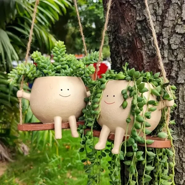 Creative Swinging Face Hanging Courtyard Pot Decoration
