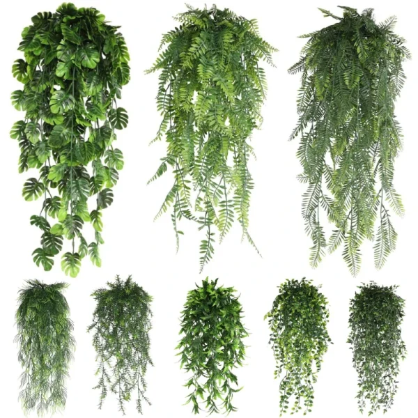 81CM Artificial Plant Vine 5-pronged Turtle Back Leaf Vine for Basket