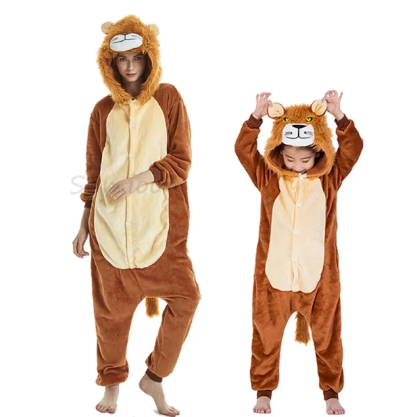 Children Pyjamas Lion Pajamas Animal Kigurumi Wolf Costume Cartoon Anime Cosplay Clothes for Kids Boy Winter Warm Onesies