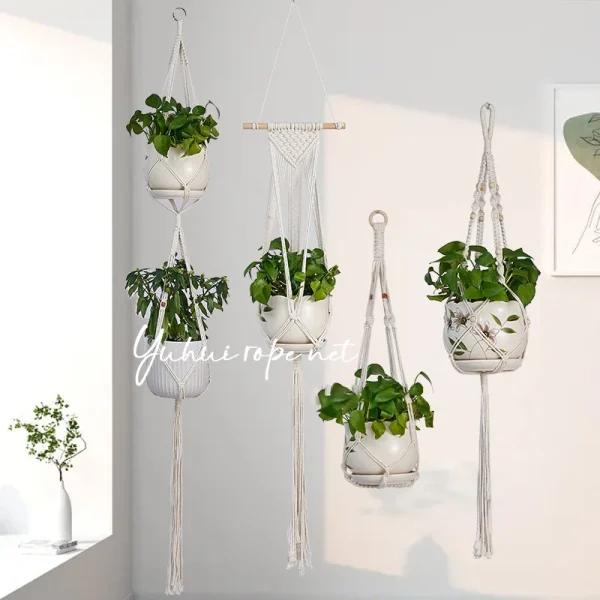 Bohemian Handmade Macrame Knotted Rope Flower Pot  Hanger