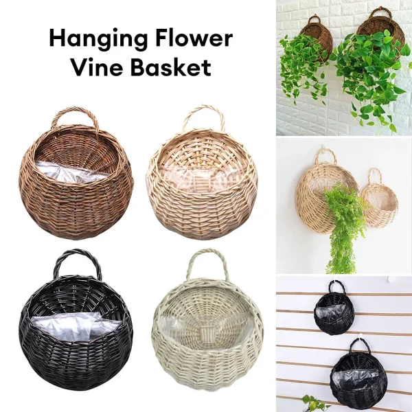 Hand Made Wicker Rattan Wall Flower Planter