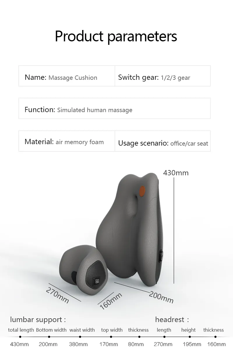 Universal Car Electric Neck Back Massage Pillow Lumbar Support Cushion