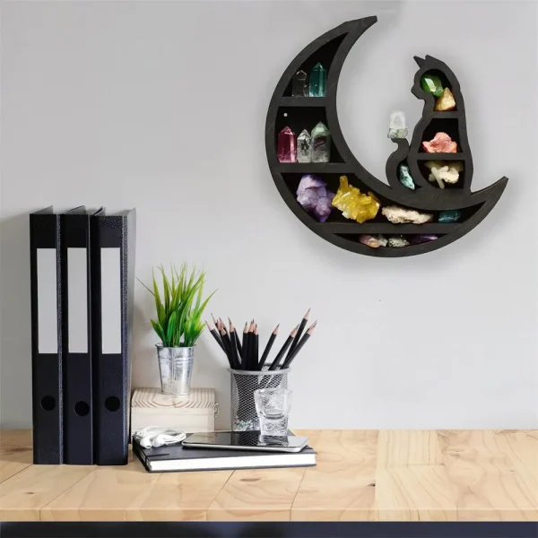 Cute Wooden Wall Shelf Crystal Display Organizer