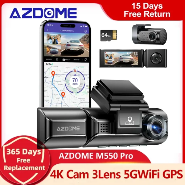 AZDOME Car DVR M550 Pro Dash Cam 4K