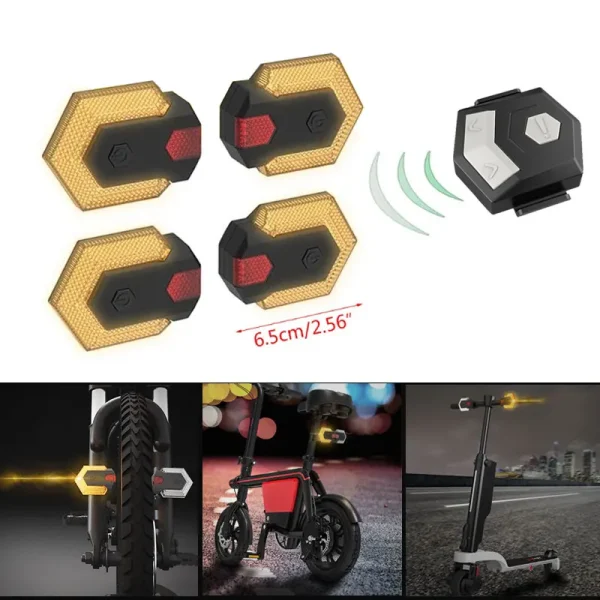 Smart Wireless Remote Control Turn Signals Indicator Front Rear 4pcs