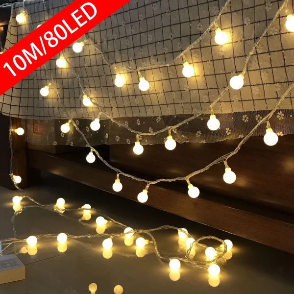 10M Ball LED String Lights Garland