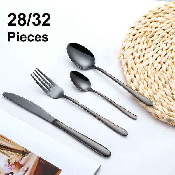 Black Stainless Steel Western Cutlery Set