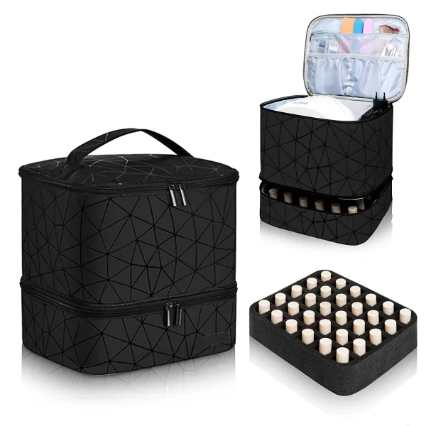 30 Grids Nail Organizer Makeup Bag with Handle