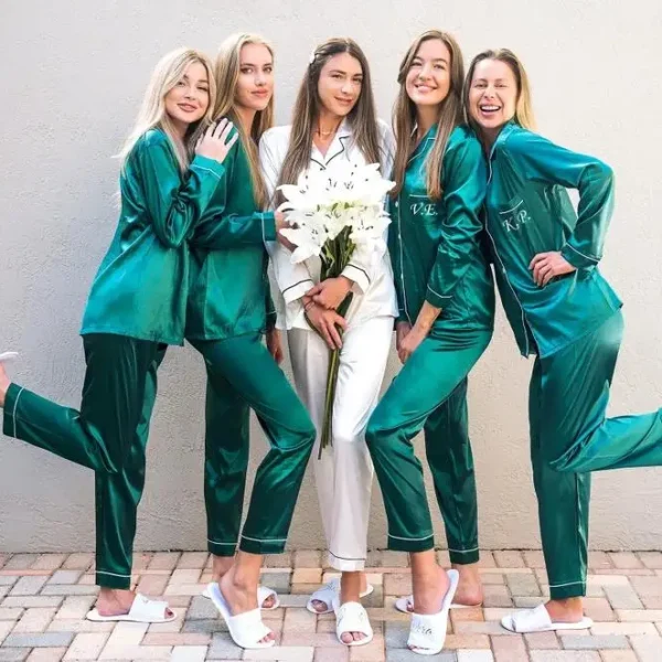 Personalized Silky Bridesmaid & Bride Pjs Pajamas