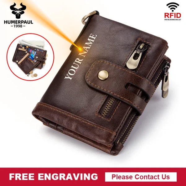 Men's RFID Leather Wallet with Chain