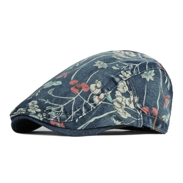 Cotton Flower Print Newsboy Flat Cap