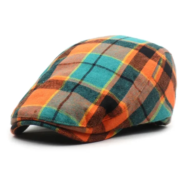 Summer Plaid Cotton Newsboy Cap